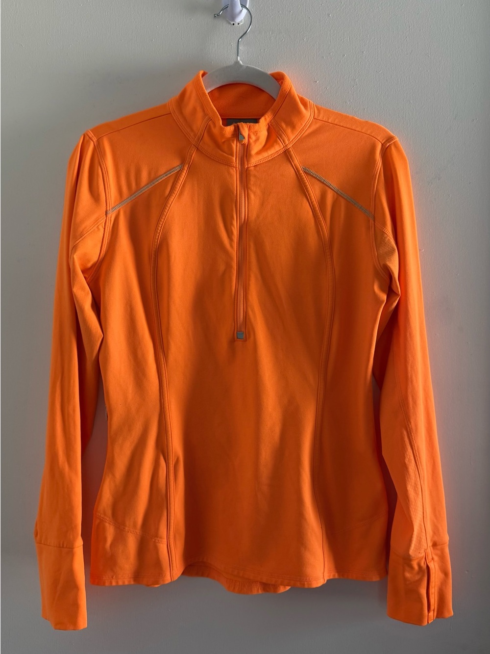 Athleta Plush Tech Half Zip 3.0 Orange Long Sleeve Running Top Small